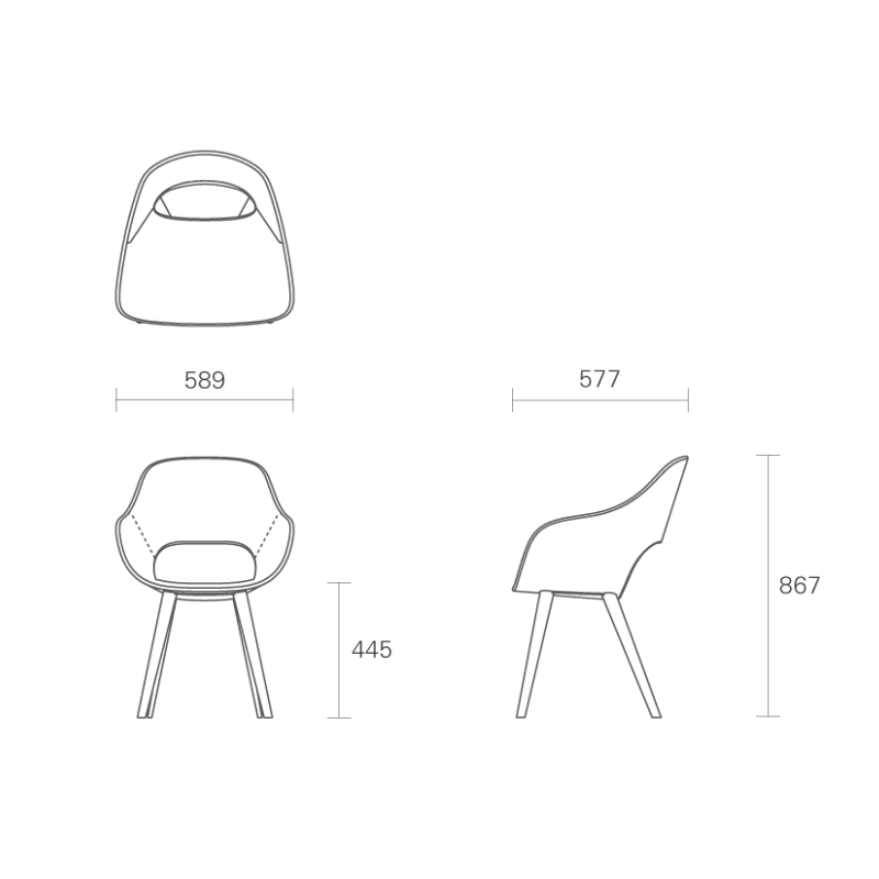 Roundish アームチェア(張座)ウォルナット
